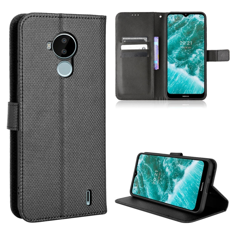 For Nokia C30 Diamond Texture Leather Phone Case(Black) - Mobile Accessories by buy2fix | Online Shopping UK | buy2fix