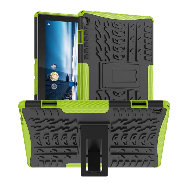 For Lenovo Tab M10 X605 / X505 Tire Texture Shockproof TPU+PC Protective Tablet Case with Holder(Green) - For Lenovo by buy2fix | Online Shopping UK | buy2fix