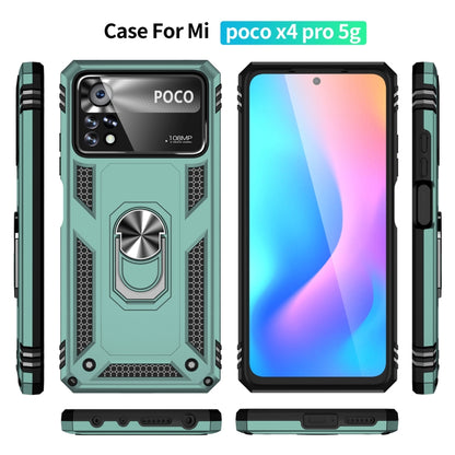 For Xiaomi Poco X4 Pro 5G Shockproof TPU + PC Phone Case with 360 Degrees Rotating Holder(Green) - Xiaomi Accessories by buy2fix | Online Shopping UK | buy2fix