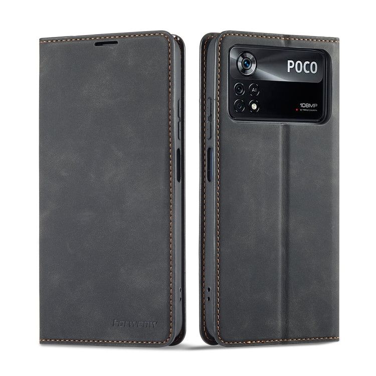 For Xiaomi Poco X4 Pro 5G Forwenw Dream Series Oil Edge Strong Magnetism Leather Phone Case(Black) - Xiaomi Cases by Forwenw | Online Shopping UK | buy2fix