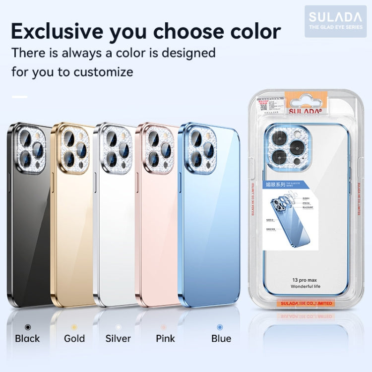 For iPhone 13 Pro Max SULADA Diamond Lens Protector Plated Frosted Case (Gold) - iPhone 13 Pro Max Cases by SULADA | Online Shopping UK | buy2fix