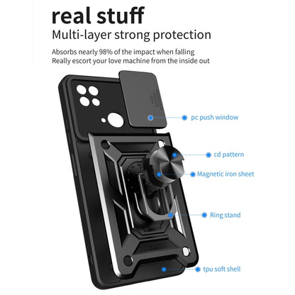 For Xiaomi Redmi 10C 4G Sliding Camera Cover Design TPU+PC Phone Case(Blue) - Xiaomi Accessories by buy2fix | Online Shopping UK | buy2fix