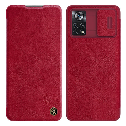 For Xiaomi Poco X4 Pro 5G NILLKIN QIN Series Pro Sliding Camera Cover Leather Phone Case(Red) - Xiaomi Cases by NILLKIN | Online Shopping UK | buy2fix