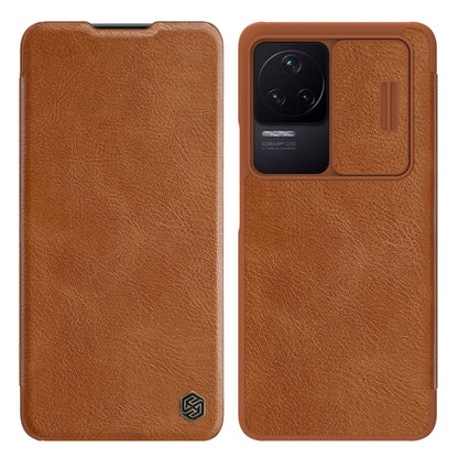 For Xiaomi Redmi K50 / K50 Pro NILLKIN QIN Series Pro Sliding Camera Cover Leather Phone Case(Brown) - Xiaomi Cases by NILLKIN | Online Shopping UK | buy2fix