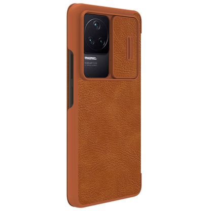 For Xiaomi Redmi K50 / K50 Pro NILLKIN QIN Series Pro Sliding Camera Cover Leather Phone Case(Brown) - Xiaomi Cases by NILLKIN | Online Shopping UK | buy2fix