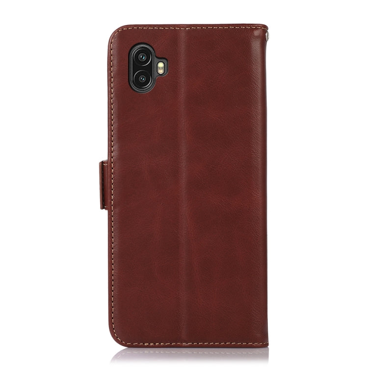 For Samsung Galaxy Xcover6 Pro Crazy Horse Top Layer Cowhide Leather Phone Case(Brown) - Galaxy Phone Cases by buy2fix | Online Shopping UK | buy2fix