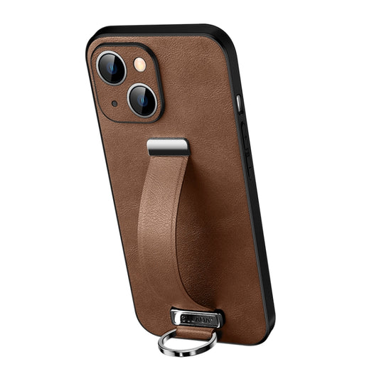 For iPhone 13 SULADA Cool Series PC + Leather Texture Skin Feel Shockproof Phone Case (Brown) - iPhone 13 Cases by SULADA | Online Shopping UK | buy2fix