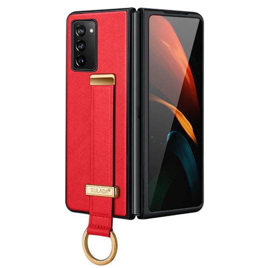 For Samsung Galaxy Z Fold2 SULADA Cool Series PC + Leather Texture Skin Feel Shockproof Phone Case(Red) - Galaxy Phone Cases by SULADA | Online Shopping UK | buy2fix
