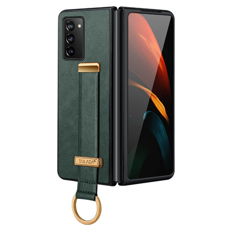For Samsung Galaxy Z Fold2 SULADA Cool Series PC + Leather Texture Skin Feel Shockproof Phone Case(Green) - Galaxy Phone Cases by SULADA | Online Shopping UK | buy2fix
