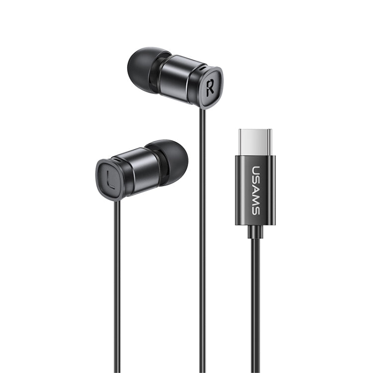 USAMS EP-46 Mini Type-C / USB-C Aluminum Alloy In-Ear Wired Earphone with Digital Chip, Length: 1.2m(Black) - Type-C Earphone by USAMS | Online Shopping UK | buy2fix
