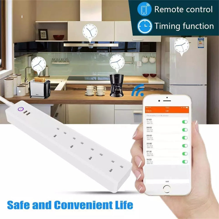 ZigBee 10A SM-SO306-K 4 Holes + 2 USB Multi-purpose Smart Power Strip, UK Plug - Consumer Electronics by buy2fix | Online Shopping UK | buy2fix