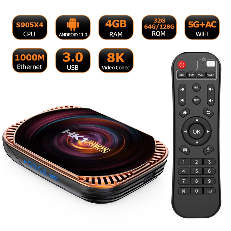 MECOOL HK1RBOX X4 4K TV Box, Android 11 Amlogic S905X4 CPU with RC 4GB+32GB(US Plug) - Amlogic S905 by MECOOL | Online Shopping UK | buy2fix