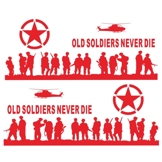2 PCS/Set D-84 Old Soldiers Pattern Car Modified Decorative Sticker(Red) - In Car by buy2fix | Online Shopping UK | buy2fix