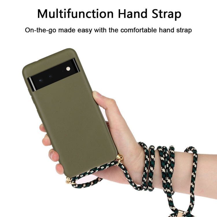 For Google Pixel 6 Wheat Straw Material + TPU Protective Case with Lanyard(Army Green) - Mobile Accessories by buy2fix | Online Shopping UK | buy2fix