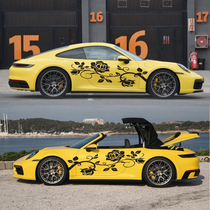 2 PCS/Set D-545 Rose Pattern Car Modified Decorative Sticker(Black) - In Car by buy2fix | Online Shopping UK | buy2fix