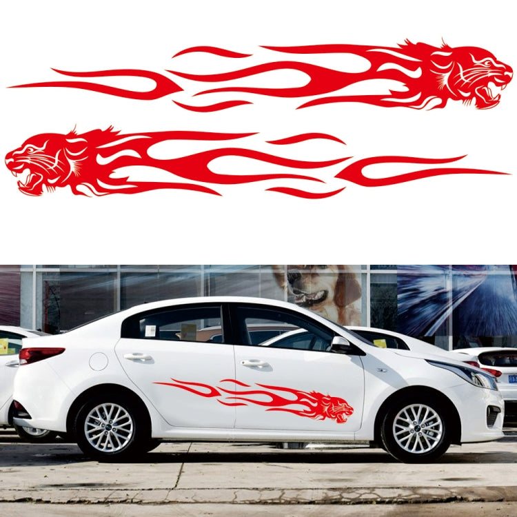 2 PCS/Set D-815 Flame Lion Pattern Car Modified Decorative Sticker(Red) - In Car by buy2fix | Online Shopping UK | buy2fix