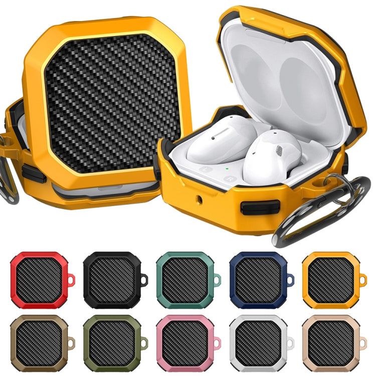 For Samsung Galaxy Buds Live / Buds 2 / Buds Pro / Buds 2 Pro Thunder Carbon Fiber TPU+PC Earphones Protective Case with Hook Up(Black and Yellow) - Samsung Earphone Case by buy2fix | Online Shopping UK | buy2fix