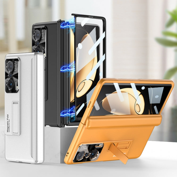 For Honor Magic V GKK Magnetic Hinge Flip Phone Case with Holder(Orange) - Honor Cases by GKK | Online Shopping UK | buy2fix