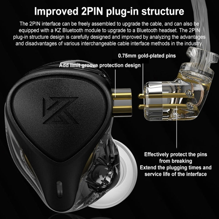 KZ-ZEX PRO 1.2m Electrostatic Coil Iron Hybrid In-Ear Headphones, Style:With Microphone(Black) - In Ear Wired Earphone by KZ | Online Shopping UK | buy2fix