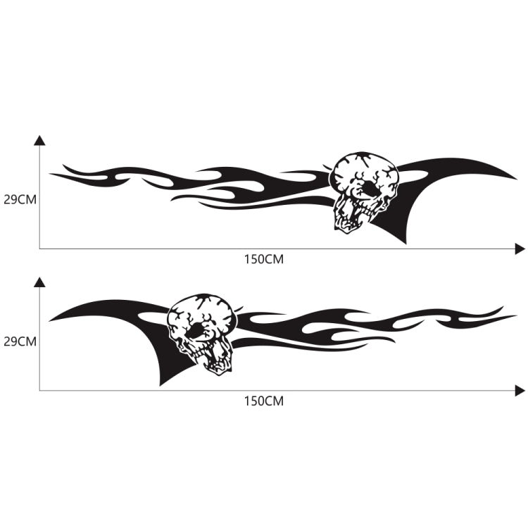 2 PCS/Set D-964 Skull Flame Pattern Car Modified Decorative Sticker(Black) - In Car by buy2fix | Online Shopping UK | buy2fix