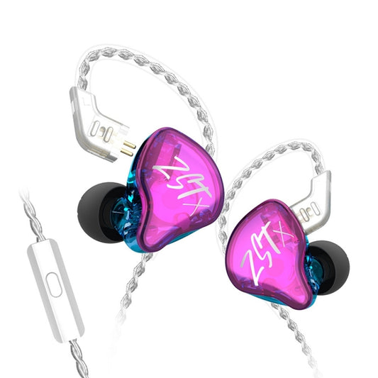 KZ-ZST X 1.25m Ring Iron Hybrid Driver In-Ear Noise Cancelling Earphone, Style:With Microphone(Colorful) - In Ear Wired Earphone by KZ | Online Shopping UK | buy2fix
