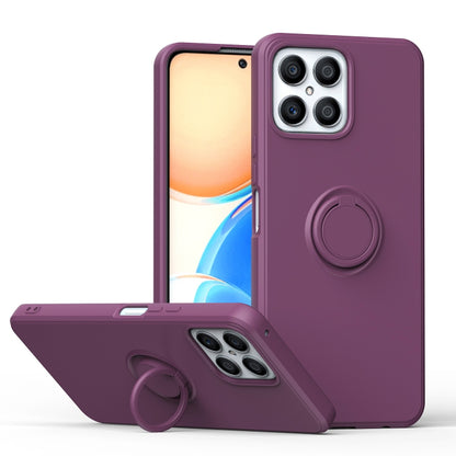 For Honor X8 Ring Kickstand Silicone Phone Case(Dark Purple) - Honor Cases by buy2fix | Online Shopping UK | buy2fix