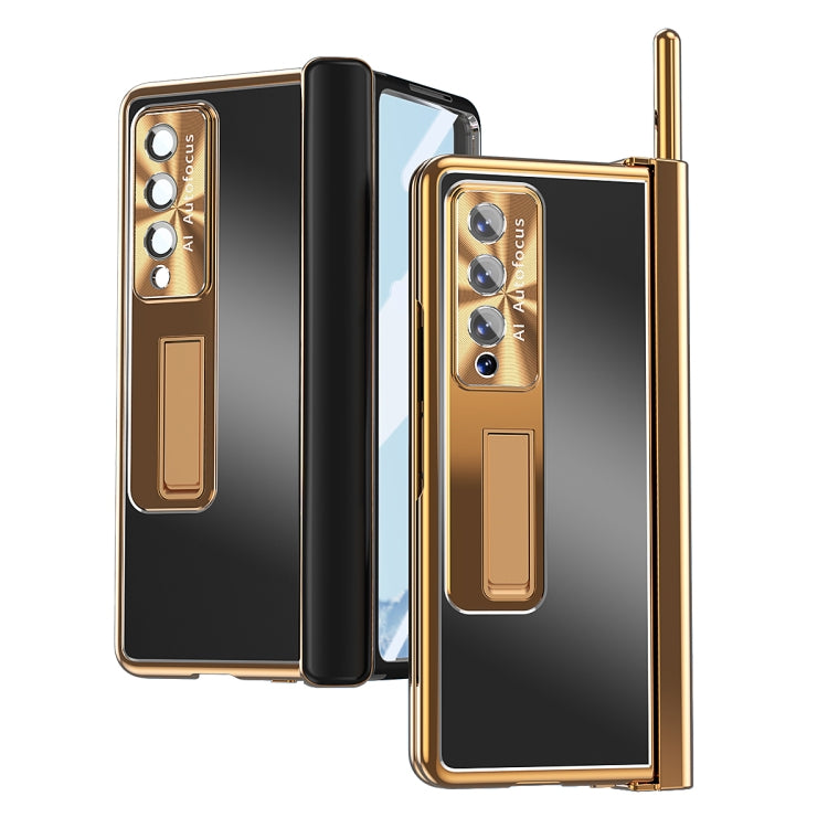 For Samsung Galaxy Z Fold3 5G Aluminum Alloy Double Hinge Shockproof Phone Protective Case(Black Gold) - Galaxy Phone Cases by buy2fix | Online Shopping UK | buy2fix