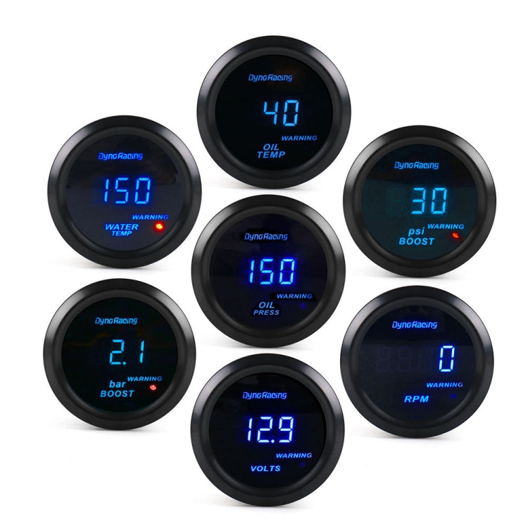 Car Modified 12V Universal 52mm Blue Light Digital Display Meter, Style:Turbo Boost Gauge BAR - In Car by buy2fix | Online Shopping UK | buy2fix