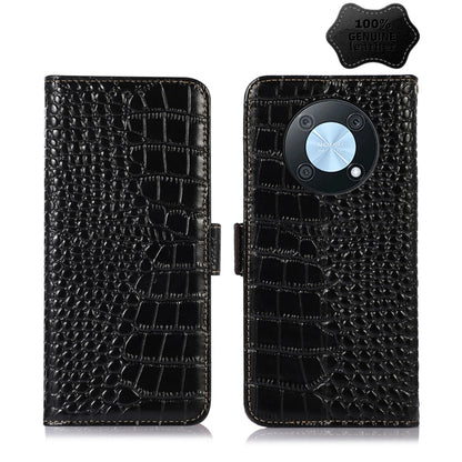 For Huawei Nova Y90/Enjoy 50 Pro Crocodile Top Layer Cowhide Leather Phone Case(Black) - Huawei Cases by buy2fix | Online Shopping UK | buy2fix