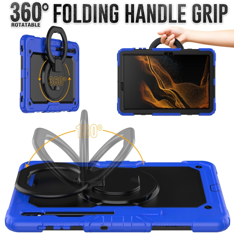 For Samsung Galaxy Tab S8+ / S7+ Bracelet Holder Silicone + PC Tablet Case(Blue) - Galaxy Tab S8+ Cases by buy2fix | Online Shopping UK | buy2fix