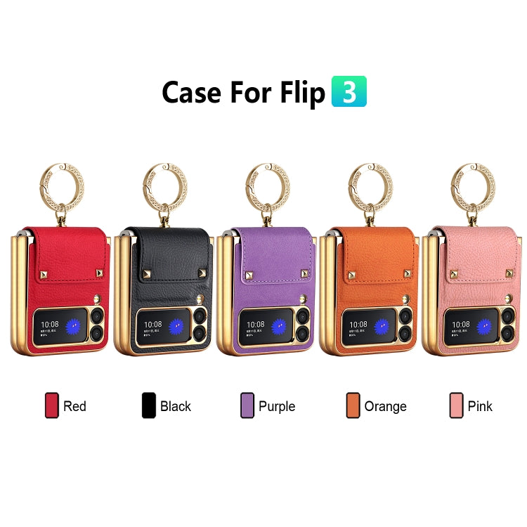 For Samsung Galaxy Z Flip3 5G GKK Colorful PU Phone Case with Ring Holder(Red) - Galaxy Phone Cases by GKK | Online Shopping UK | buy2fix