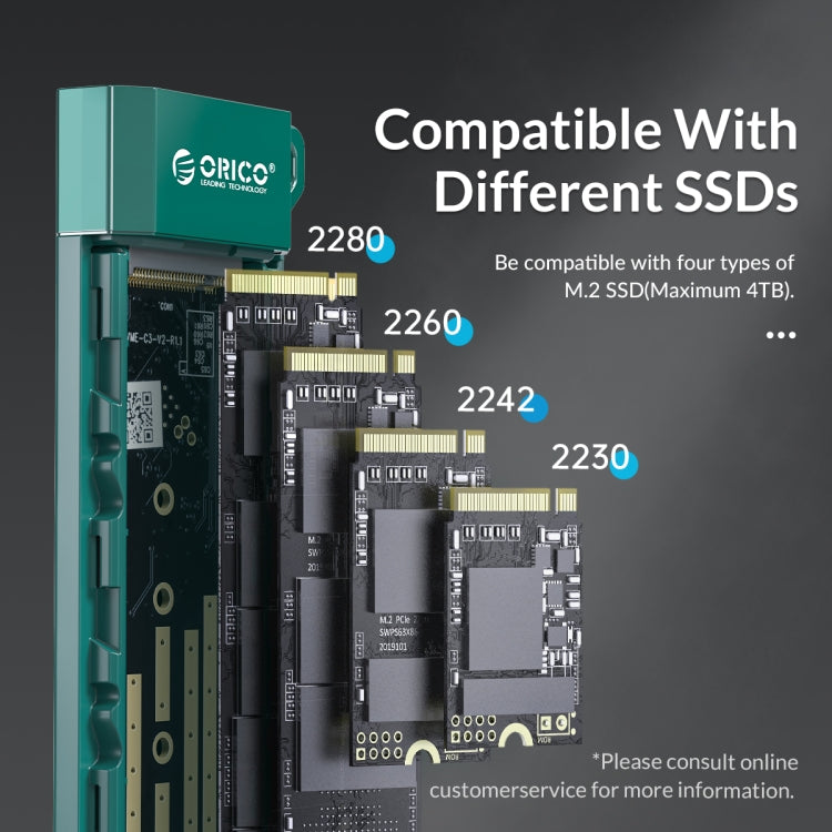 ORICO MM2C3-G2-GR USB3.1 Gen2 Type-C 10Gbps M.2 NVMe SSD Enclosure(Green) - External Hard Drives by ORICO | Online Shopping UK | buy2fix