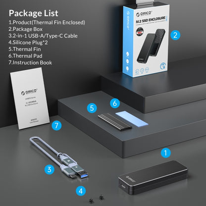 ORICO HM2C3-BK USB3.1 Gen1 Type-C 6Gbps M.2 SATA SSD Enclosure(Black) - External Hard Drives by ORICO | Online Shopping UK | buy2fix