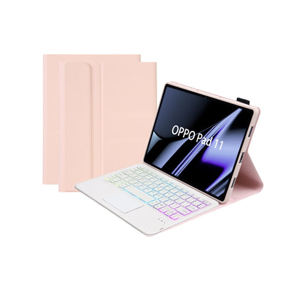 OP11-AS Lambskin Texture Ultra-thin Bluetooth Keyboard Leather Case with Touchpad & Backlight For OPPO Pad 11 inch(Pink) - Others Keyboard by buy2fix | Online Shopping UK | buy2fix