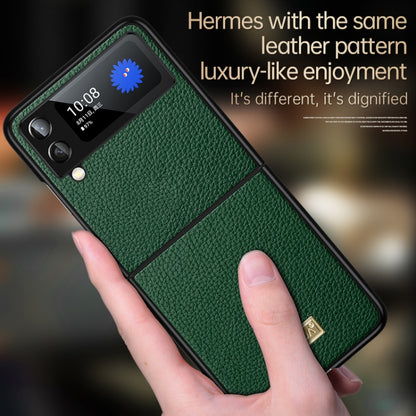 For Samsung Galaxy Z Flip4 SULADA Shockproof TPU + Handmade Leather Phone Case(Green) - Galaxy Z Flip4 5G Cases by SULADA | Online Shopping UK | buy2fix