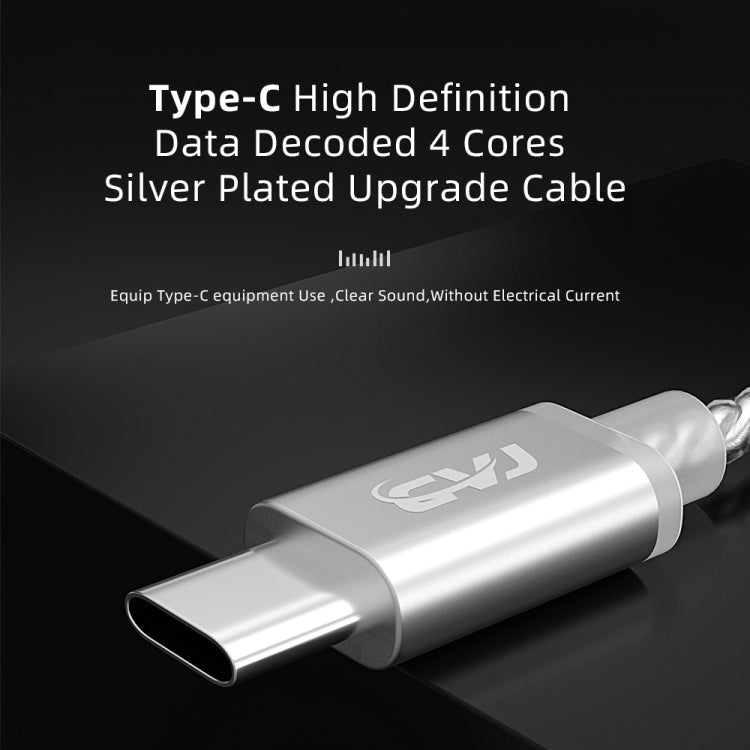 CVJ V5.TC 1.25m Type-C Digital Decoding Silver-plated Earphone Cable, Style:0.75mm(Silver) - Cable & Splitter by CVJ | Online Shopping UK | buy2fix
