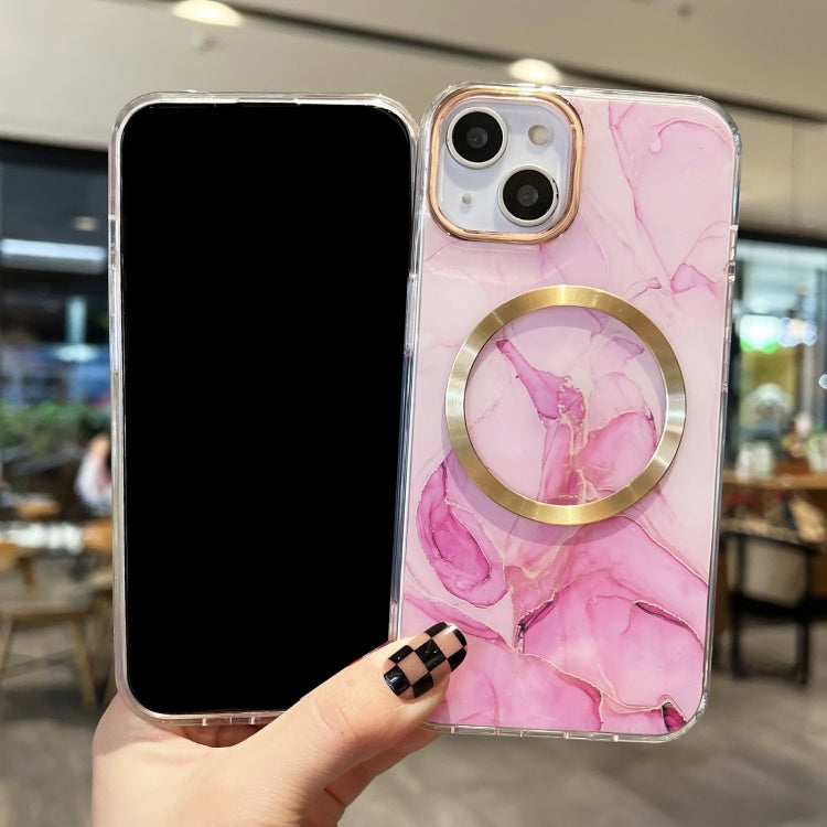 For iPhone 13 Gilt Marble Magsafe Phone Case(Pink) - iPhone 13 Cases by buy2fix | Online Shopping UK | buy2fix