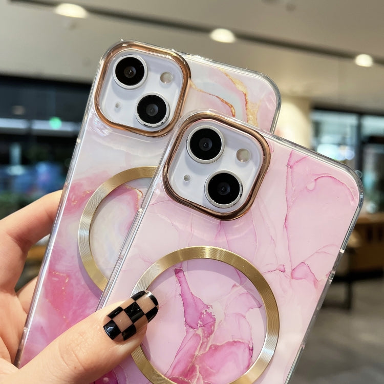 For iPhone 13 Gilt Marble Magsafe Phone Case(Pink) - iPhone 13 Cases by buy2fix | Online Shopping UK | buy2fix