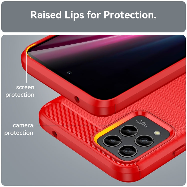 For T-Mobile REVVL 6 Pro 5G Brushed Texture Carbon Fiber TPU Phone Case(Red) - More Brand by buy2fix | Online Shopping UK | buy2fix