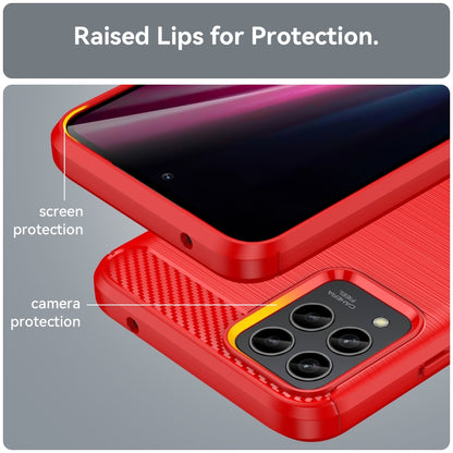 For T-Mobile REVVL 6 Pro 5G Brushed Texture Carbon Fiber TPU Phone Case(Red) - More Brand by buy2fix | Online Shopping UK | buy2fix