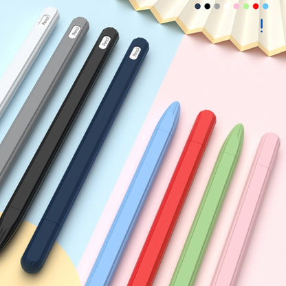 3 in 1 Striped Liquid Silicone Stylus Case with Two Tip Caps For Apple Pencil 1(White) - Pencil Accessories by buy2fix | Online Shopping UK | buy2fix