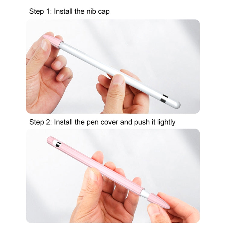 3 in 1 Striped Liquid Silicone Stylus Case with Two Tip Caps For Apple Pencil 2(Sky Blue) - Pencil Accessories by buy2fix | Online Shopping UK | buy2fix