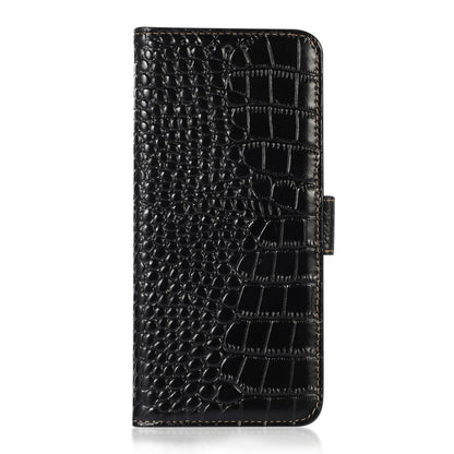 For Motorola Edge 30 Lite / Edge 30 Neo Crocodile Top Layer Cowhide Leather Phone Case(Black) - Motorola Cases by buy2fix | Online Shopping UK | buy2fix