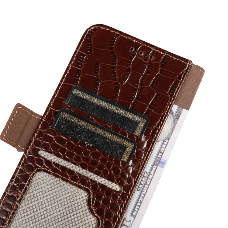 For Samsung Galaxy A04 4G Crocodile Top Layer Cowhide Leather Phone Case(Brown) - Galaxy Phone Cases by buy2fix | Online Shopping UK | buy2fix