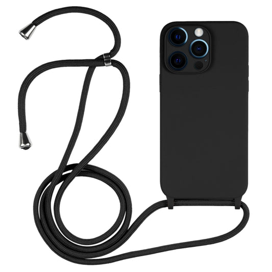 For iPhone 12 Pro Max Crossbody Lanyard Liquid Silicone Case(Black) - iPhone 12 Pro Max Cases by buy2fix | Online Shopping UK | buy2fix