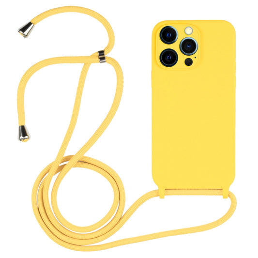 For iPhone 12 Pro Max Crossbody Lanyard Liquid Silicone Case(Yellow) - iPhone 12 Pro Max Cases by buy2fix | Online Shopping UK | buy2fix