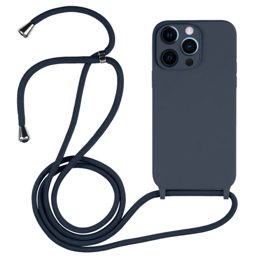 For iPhone 12 Pro Max Crossbody Lanyard Liquid Silicone Case(Midnight Blue) - iPhone 12 Pro Max Cases by buy2fix | Online Shopping UK | buy2fix