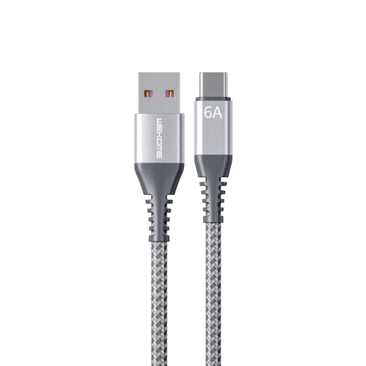 WEKOME WDC-169A Raython Series 6A USB to Type-C Fast Charge Data Cable Length: 1m(Silver) - USB-C & Type-C Cable by WK | Online Shopping UK | buy2fix