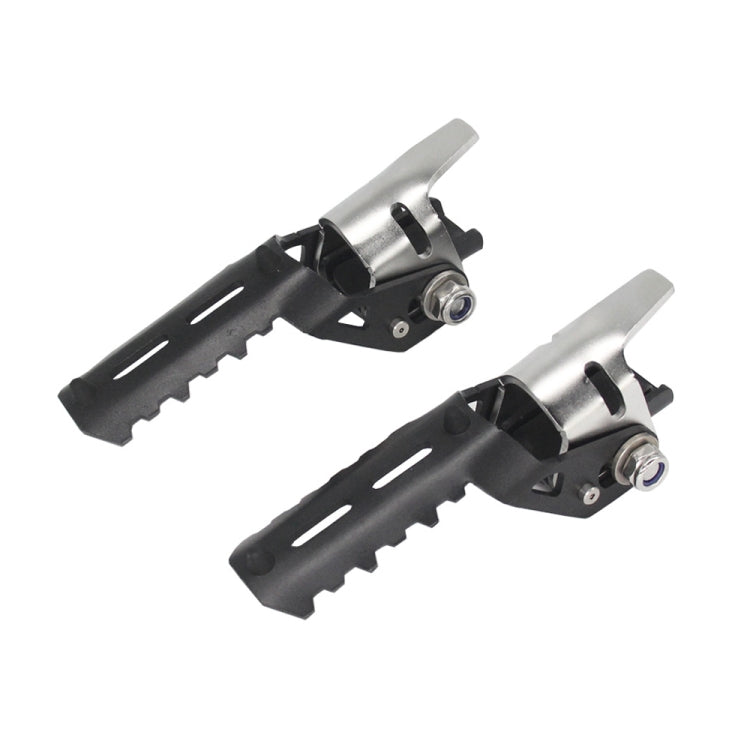 For BMW R1250GS R1200 GS ADV Motorcycle 22-25mm Front Folding Foot Pegs Footrests Clamps (Black Silver) - In Car by buy2fix | Online Shopping UK | buy2fix