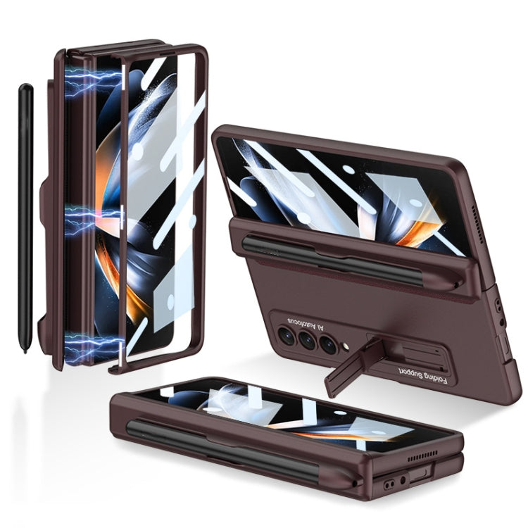 For Samsung Galaxy Z Fold4 GKK Magnetic Hinge Flip Phone Case with Holder & Pen Slot(Wine Red) - Galaxy Z Fold4 5G Cases by GKK | Online Shopping UK | buy2fix